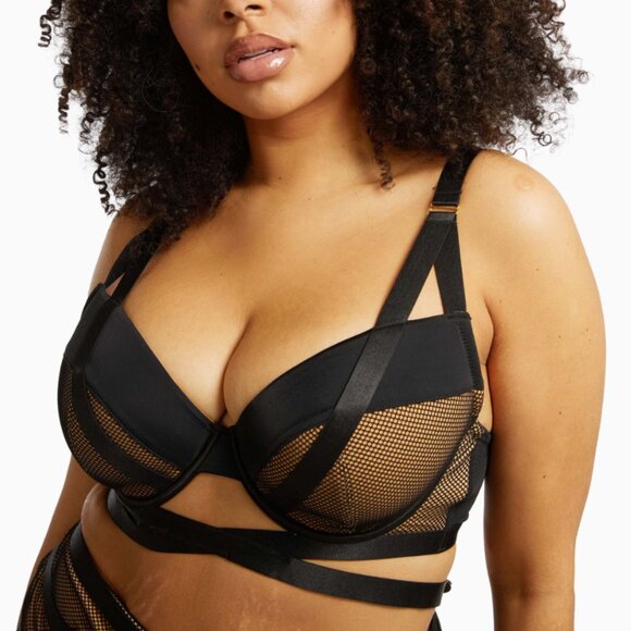 Gabi Fresh x Playful Promises Brooklyn Strappy Fishnet Bra - Picture 1 of 3